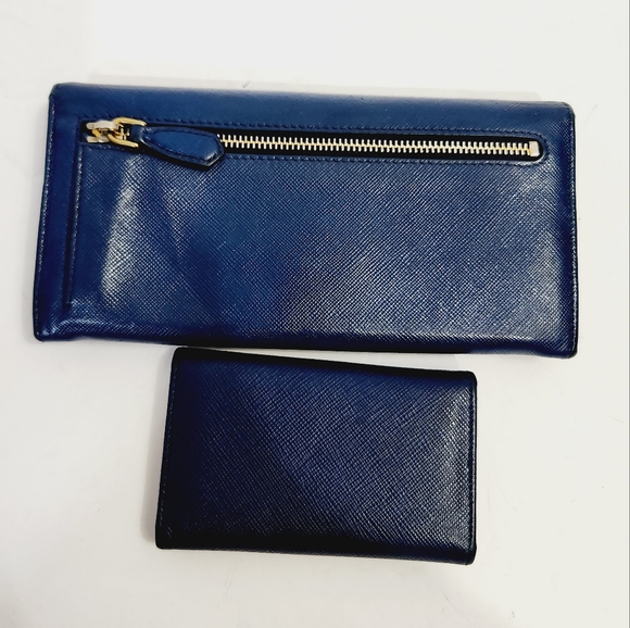 Prada Authentic saffiano leather blue continental wallet and key / card case - Picture 3 of 16